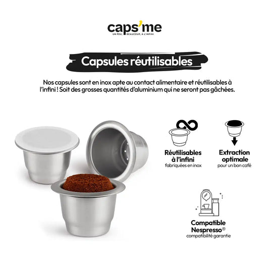 3 capsules expresso métal réutilisable